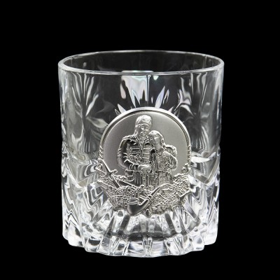 Сет для виски Boss Crystal «Казаки Оазис», графин 4 стакана, накладки серебро