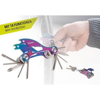 Мультиінструмент для велосипедів Troika Bike Tool, з 18 функціями, райдужна обробка Мультиінструмент для велосипедів Troika Bike Tool, з 18 функціями, райдужна обробка