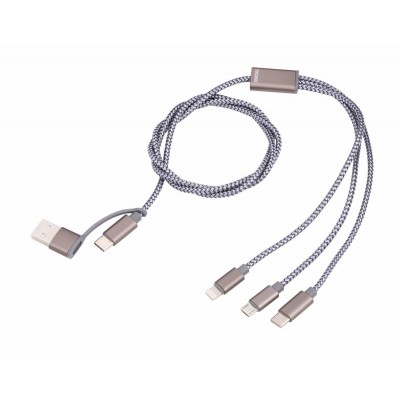 Зарядний кабель Troika 3 в 1, USB/USB-C-MicroUSB/Lightning Зарядний кабель Troika 3 в 1, USB/USB-C-MicroUSB/Lightning