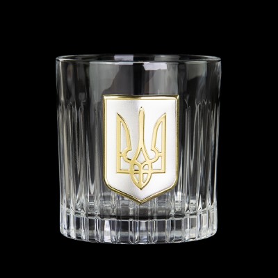 Набір келихів для віскі "Тризуб" Boss Crystal, 2 келиха, срібло, золото, кришталь Набір келихів для віскі "Тризуб" Boss Crystal, 2 келиха, срібло, золото, кришталь