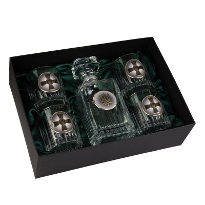 Набір для віскі "ЗСУ" 5 предметів Boss Crystal, графін + 4 келиха