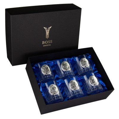 Набір келихів для віскі "Козаки" Boss Crystal, 6 келихів, срібло, кришталь Набір келихів для віскі "Козаки" Boss Crystal, 6 келихів, срібло, кришталь