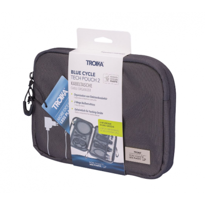 Органайзер Troika BLUE CYCLE TECH POUCH 2 для аксесуарів та кабелів, 23,5 х 17 х 3,5 см, сірий Органайзер Troika BLUE CYCLE TECH POUCH 2 для аксесуарів та кабелів, 23,5 х 17 х 3,5 см, сірий