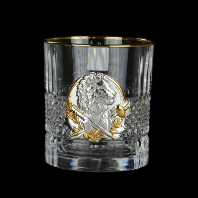 Сет хрустальных стаканов Boss Crystal «Лидер», 6 бокалов Brill Gold, накладки звери золото Сет хрустальных стаканов Boss Crystal «Лидер», 6 бокалов Brill Gold, накладки звери золото