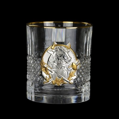 Сет хрустальных стаканов Boss Crystal «Лидер», 6 бокалов Brill Gold, накладки звери золото Сет хрустальных стаканов Boss Crystal «Лидер», 6 бокалов Brill Gold, накладки звери золото