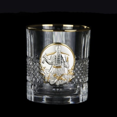 Набір для віскі «Гербовий з козаками» 7 предметів Boss Crystal, графин, 6 келихів, срібло, золото, кришталь Набір для віскі «Гербовий з козаками» 7 предметів Boss Crystal, графин, 6 келихів, срібло, золото, кришталь