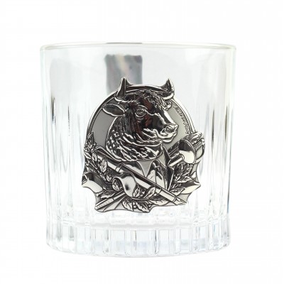 Сет для виски Boss Crystal "ГОД БЫКА", графин, 2 стакана, серебро