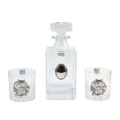 Сет для виски Boss Crystal "ГОД БЫКА", графин, 2 стакана, серебро Сет для виски Boss Crystal "ГОД БЫКА", графин, 2 стакана, серебро