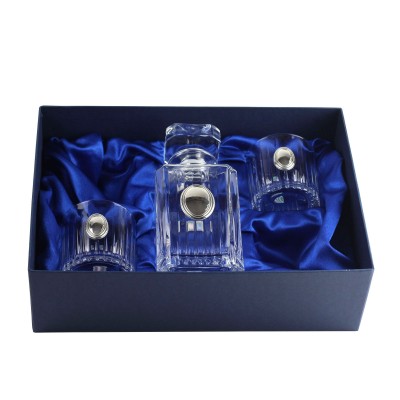 Сет для виски Boss Crystal "ГАРМОНИЯ ТРИО", графин, 2 стакана, серебро Сет для виски Boss Crystal "ГАРМОНИЯ ТРИО", графин, 2 стакана, серебро