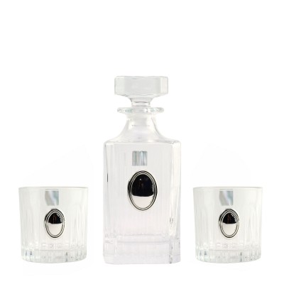 Сет для виски Boss Crystal "ГАРМОНИЯ ТРИО", графин, 2 стакана, серебро Сет для виски Boss Crystal "ГАРМОНИЯ ТРИО", графин, 2 стакана, серебро