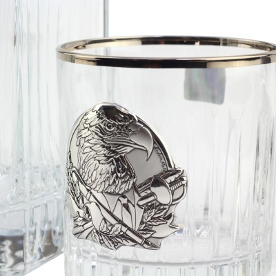 Сет для виски с платиной Boss Crystal "ГЕНЕРАЛЬСКИЙ КВИНТА", графин, 4 бокалов, серебро