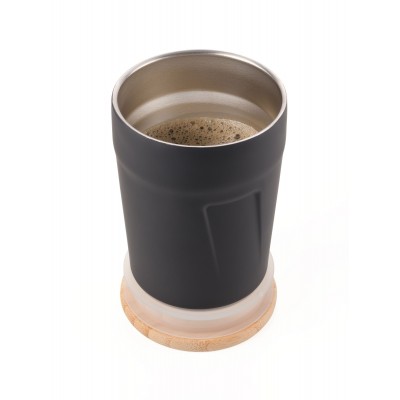 Термокружка ESPRESSO DOPPIO  бамбукова кришка, 160 мл, чорна