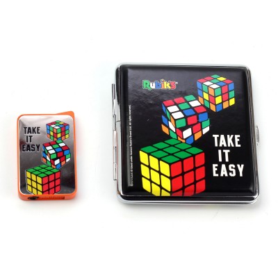  Комплект запальничка + портсигар "Rubik"s 3 кубики 