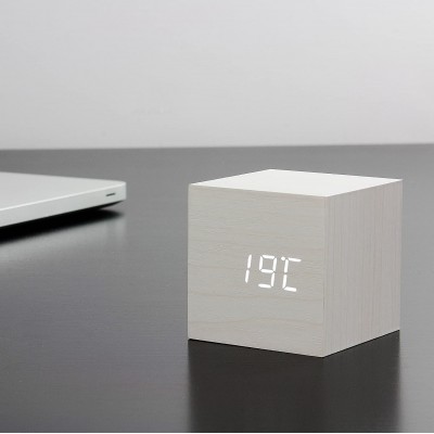 Смарт-будильник на акумуляторі Gingko WOODEN CUBE, білий 