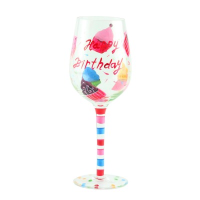 Бокал для вина "Happy Birthday кекс",  стекло, 160 мл