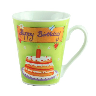 Чашка порцеляна "Happy Birthday", зелена 