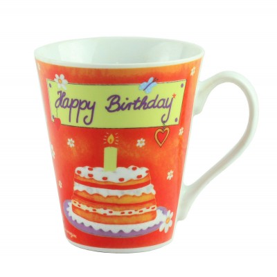  Чашка порцеляна "Happy Birthday", помаранчева 