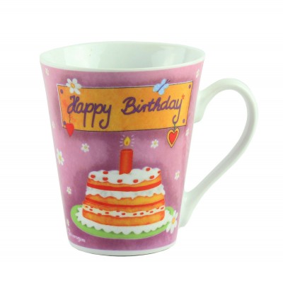  Чашка порцеляна "Happy Birthday", фіолетова 