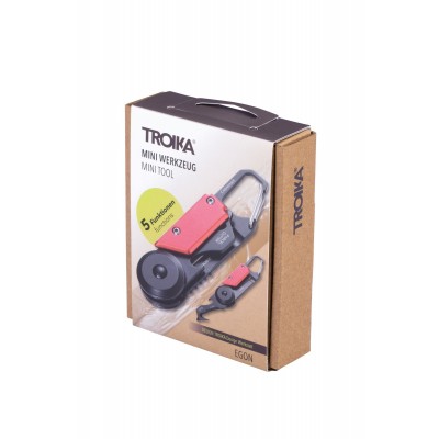Міні-інструмент Troika Egon Pocket, з 5 функціями, карабін, червоний Міні-інструмент Troika Egon Pocket, з 5 функціями, карабін, червоний
