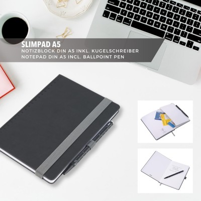Блокнот із кульковою ручкою Troika SLIM PAD A5, чорний Блокнот із кульковою ручкою Troika SLIM PAD A5, чорний