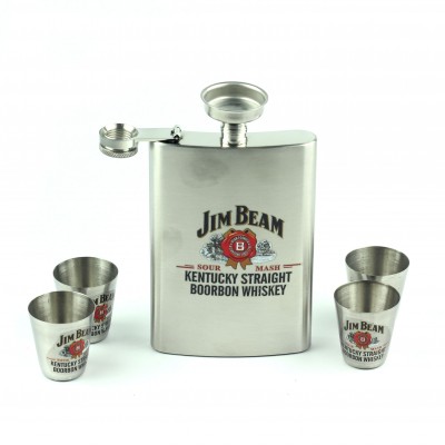 Набор Фляга и 4 рюмки Jim Beam Набор Фляга и 4 рюмки Jim Beam
