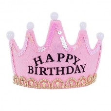 Корона с подсветкой "Happy Birthday", розовая Корона с подсветкой "Happy Birthday", розовая