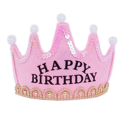 Корона с подсветкой "Happy Birthday", розовая Корона с подсветкой "Happy Birthday", розовая
