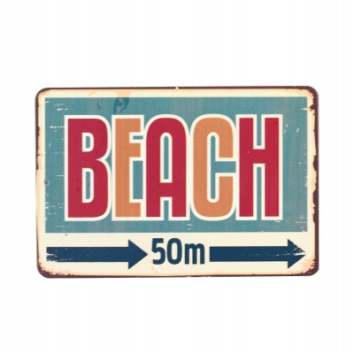  Магніт вінтаж "Beach", метал, 10 х 8 см 