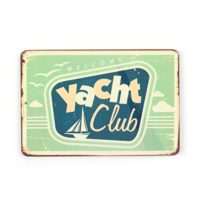 Магнит винтаж "Yacht club", металл, 10 х 8 см