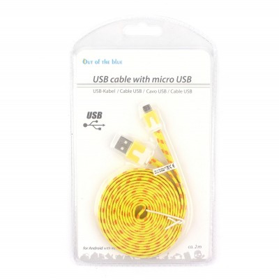  Кабель для Android пристроїв із micro USB, жовтий 