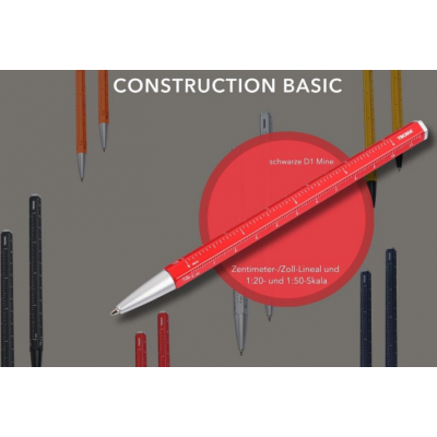 Багатозадачна кулькова ручка CONSTRUCTION BASIC, червона Багатозадачна кулькова ручка CONSTRUCTION BASIC, червона
