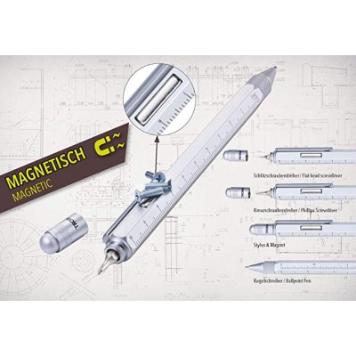 Ручка кулькова-стилус Troika Construction Magnet з лінійкою, магнітом та викруткою, срібло Ручка кулькова-стилус Troika Construction Magnet з лінійкою, магнітом та викруткою, срібло