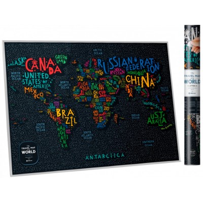 Скретч карта мира Travel Map Letters World (англ) в тубусе