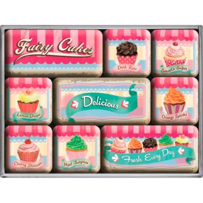 Набор из 9 магнитов "Fairy Cakes - Delicious" Nostalgic Art (83055) Набор из 9 магнитов "Fairy Cakes - Delicious" Nostalgic Art (83055)