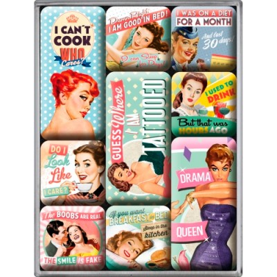 Набор из 9 магнитов "Say It 50's - Cheeky Slogans" Nostalgic Art (83064)