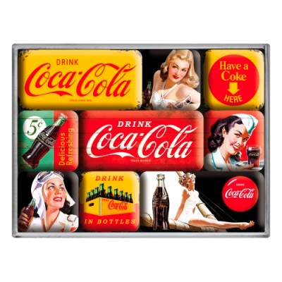 Набор из 9 магнитов "Coca-Cola - Yellow Mix" Nostalgic Art (83072) Набор из 9 магнитов "Coca-Cola - Yellow Mix" Nostalgic Art (83072)