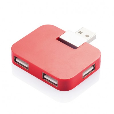 Компактный USB-хаб, красный Компактный USB-хаб, красный
