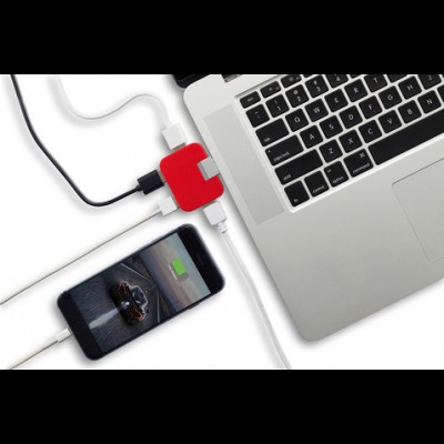 Компактный USB-хаб, красный Компактный USB-хаб, красный