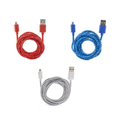 Кабель мікро-USB асортимент 3 кольори Кабель мікро-USB асортимент 3 кольори