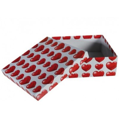  Коробка подарункова ООТВ Heart, червоно-білий 20 х 20 х 7,5 см 