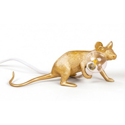 Светильник Seletti "Мышь" Liyng down золотая Светильник Seletti "Мышь" Liyng down золотая