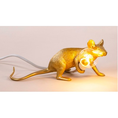 Светильник Seletti "Мышь" Liyng down золотая Светильник Seletti "Мышь" Liyng down золотая