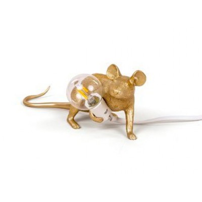 Светильник Seletti "Мышь" Liyng down золотая Светильник Seletti "Мышь" Liyng down золотая