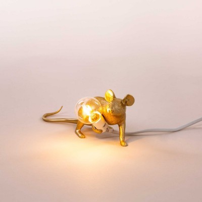 Светильник Seletti "Мышь" Liyng down золотая Светильник Seletti "Мышь" Liyng down золотая
